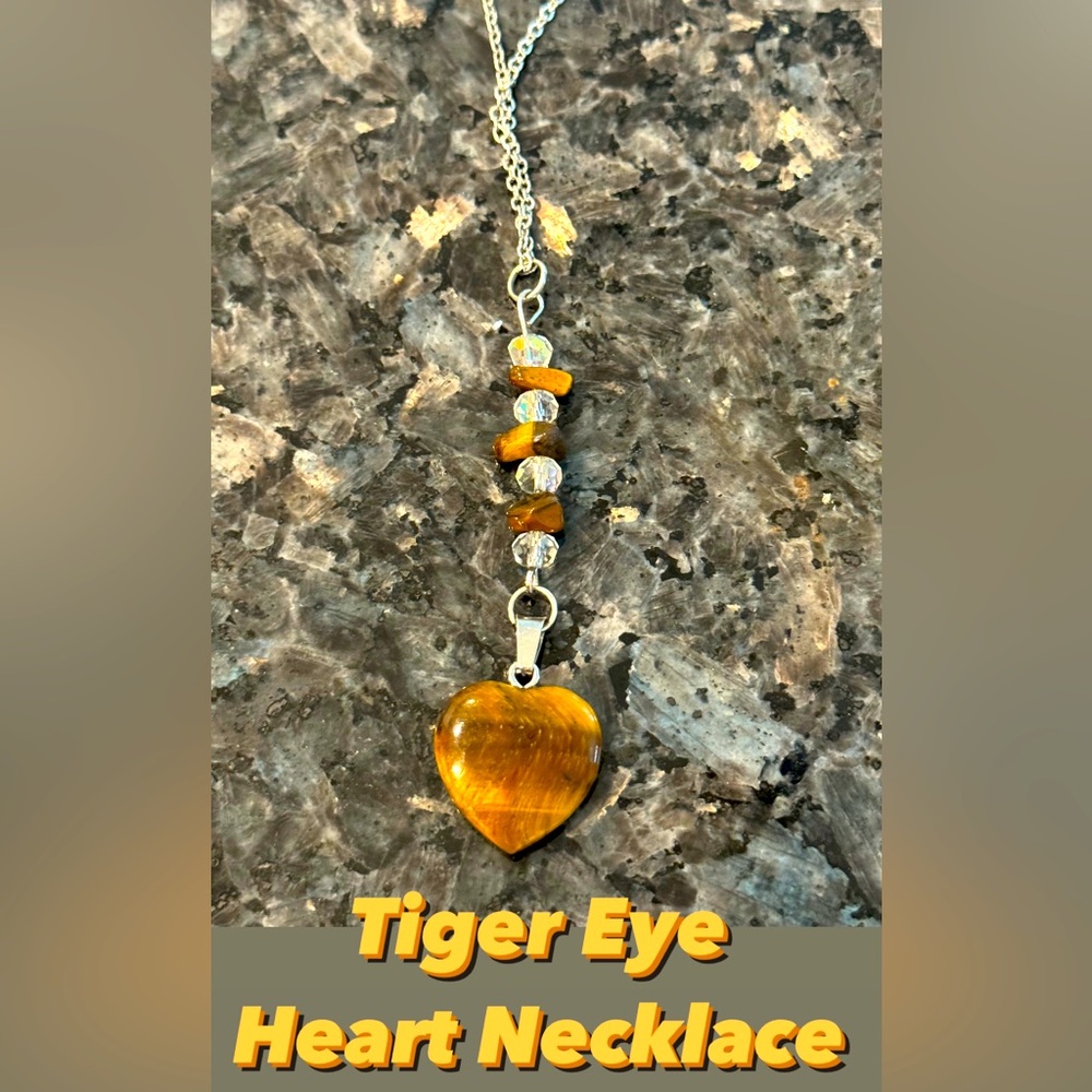 Tiger Eye Heart Crystal Necklace